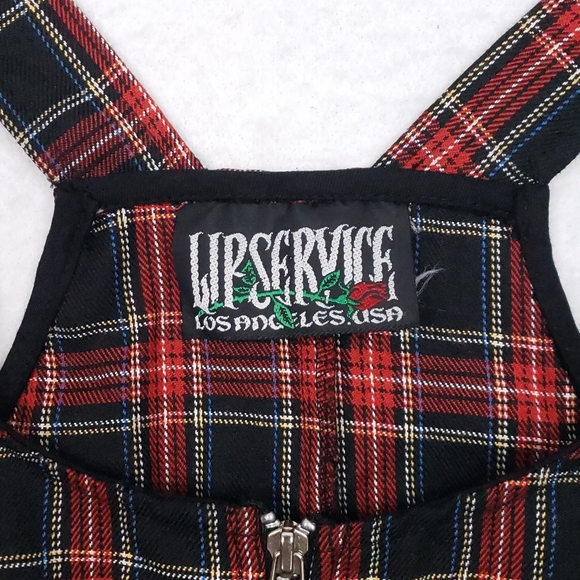 Rare Vintage Lip Service Plaid Punk Zip Up Goth Top - Picture 3 of 10